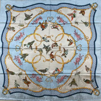 SILK100％  リバーシブルスカーフ 108×108㎝