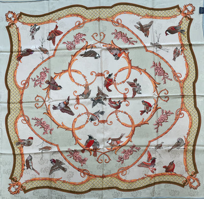 SILK100％  リバーシブルスカーフ 108×108㎝